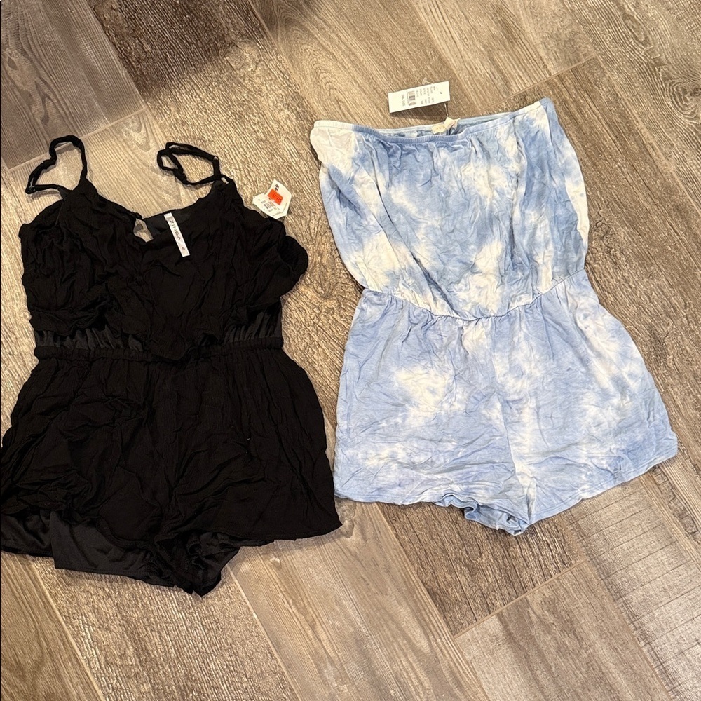 ROMPER BUNDLE Black and Blue Tie-Dye SIZE SMALL